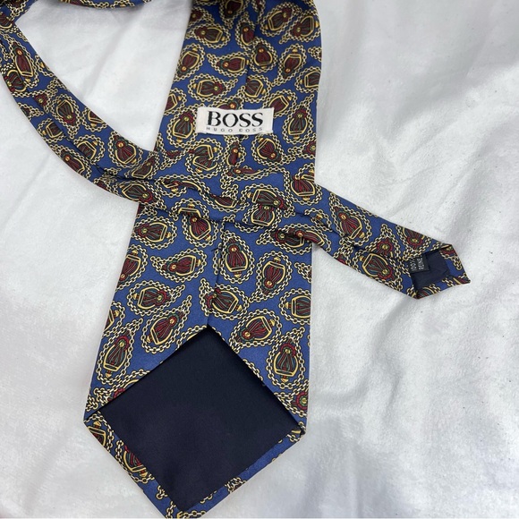 HUGO BOSS Silk Tie - Luxe Chain Print in Cobalt Blue - Picture 4 of 7